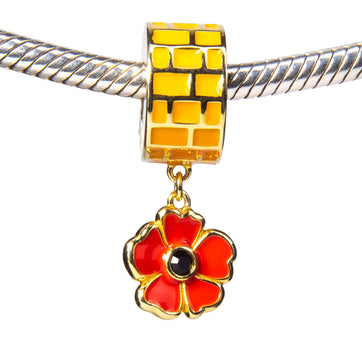 Wicked: For Good Poppy and Yellow Brick Road Gold Plated Sterling Silver Slider Charm
