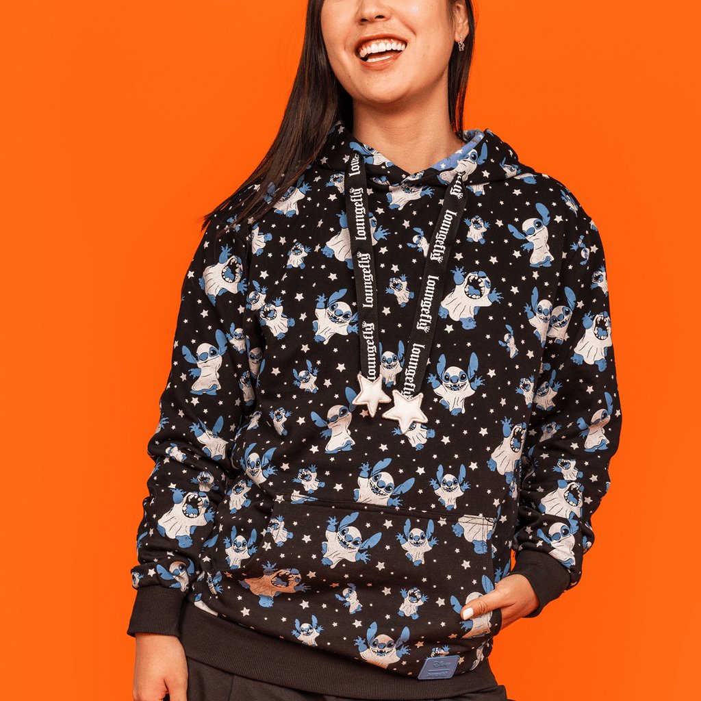 Loungefly x Disney Stitch Ghost Hooded Sweatshirt - GeekCore