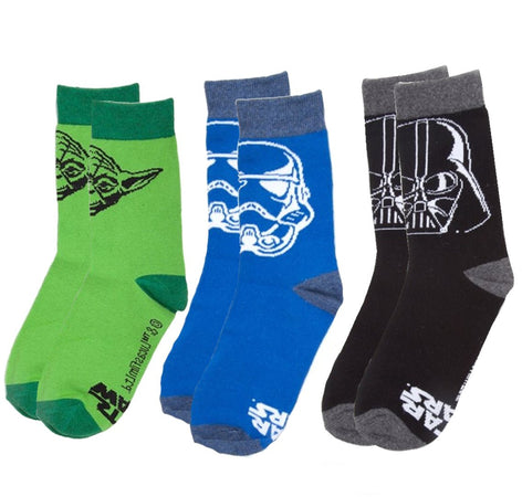 Star Wars Kids Triple Sock Pack - Darth Vader, Master Yoda, Stormtrooper - GeekCore