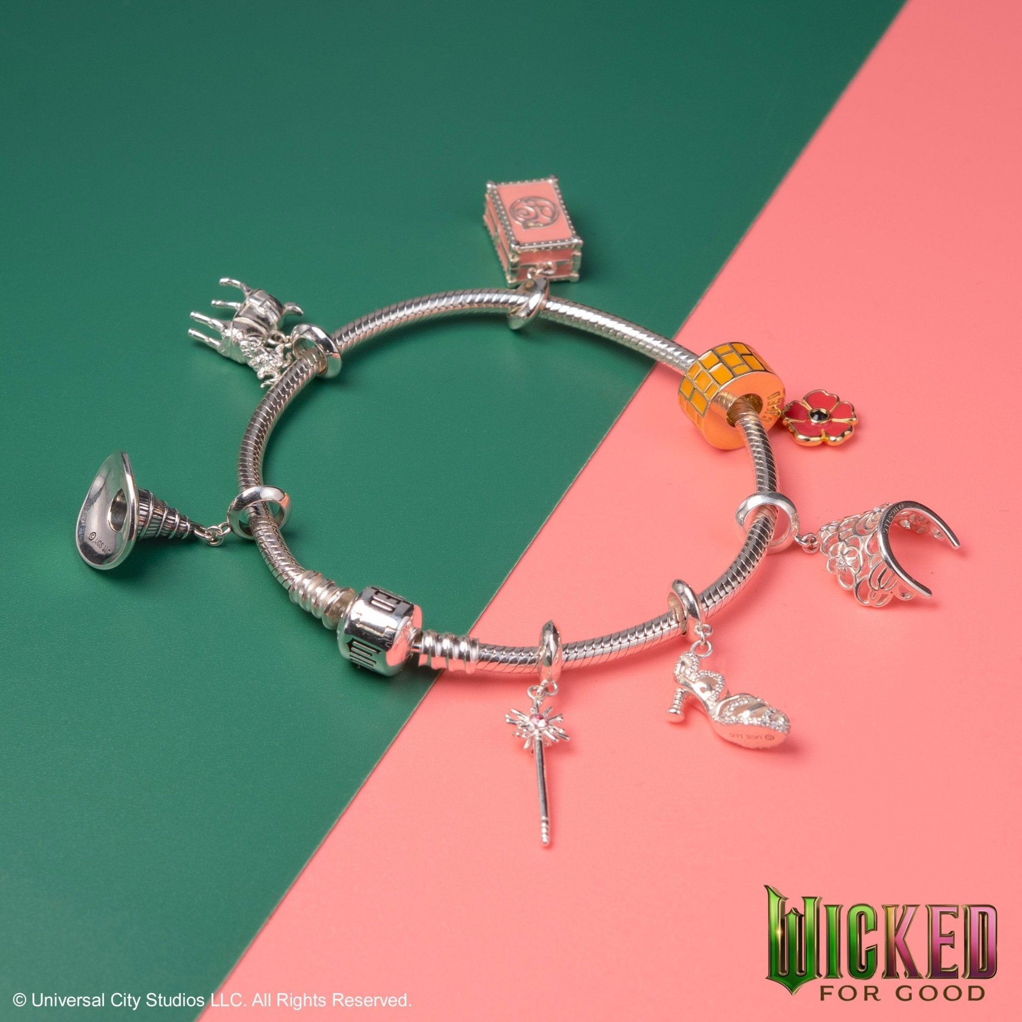 Wicked: For Good Poppy and Yellow Brick Road Gold Plated Sterling Silver Slider Charm - GeekCore