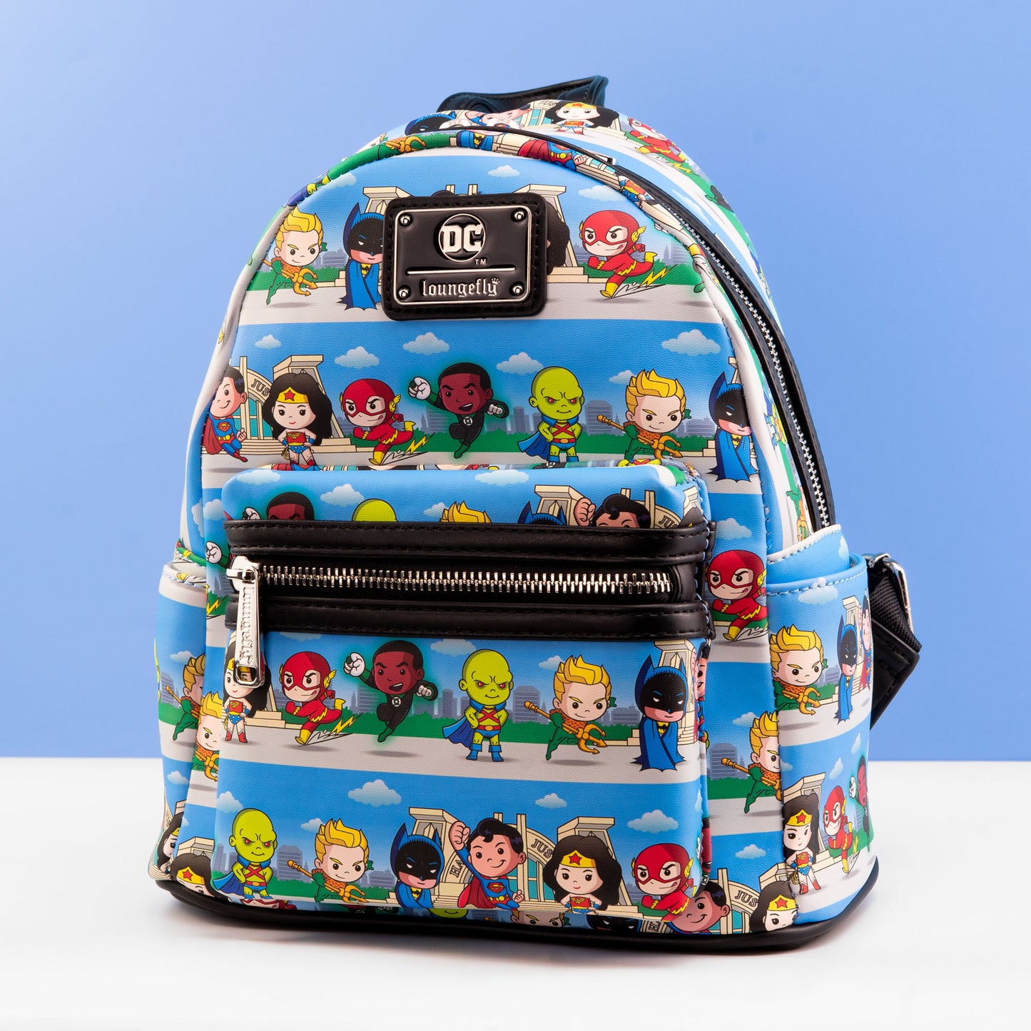 Loungefly x DC Superheroes Chibi Line Up Mini Backpack