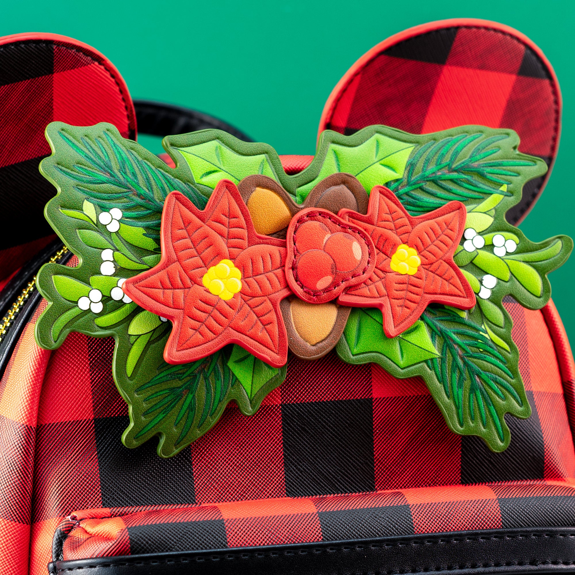 Loungefly x Disney Mickey Mouse Christmas Mistletoe Plaid Mini Backpack