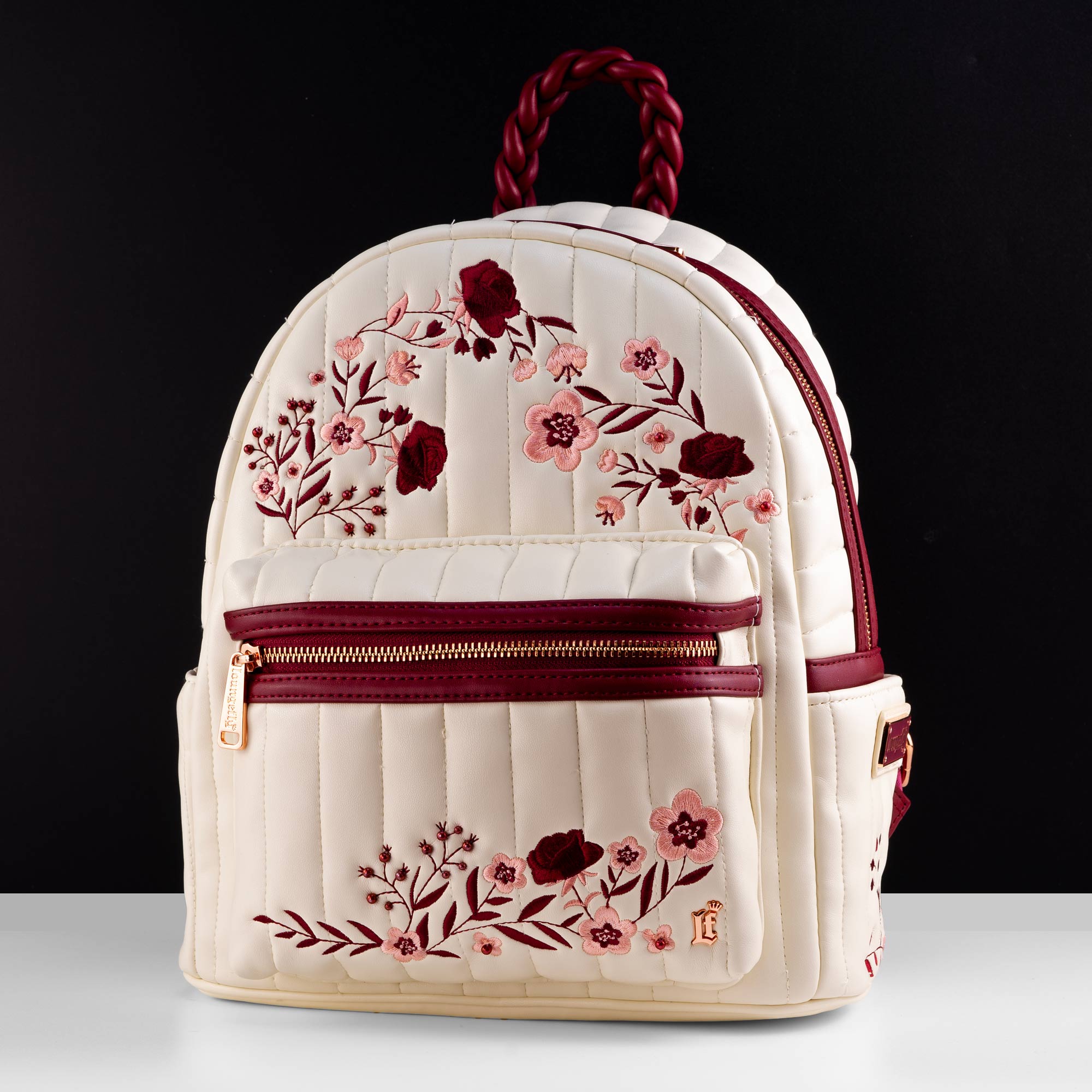 Loungefly Originals Cream & Red Floral Mid-Size Backpack