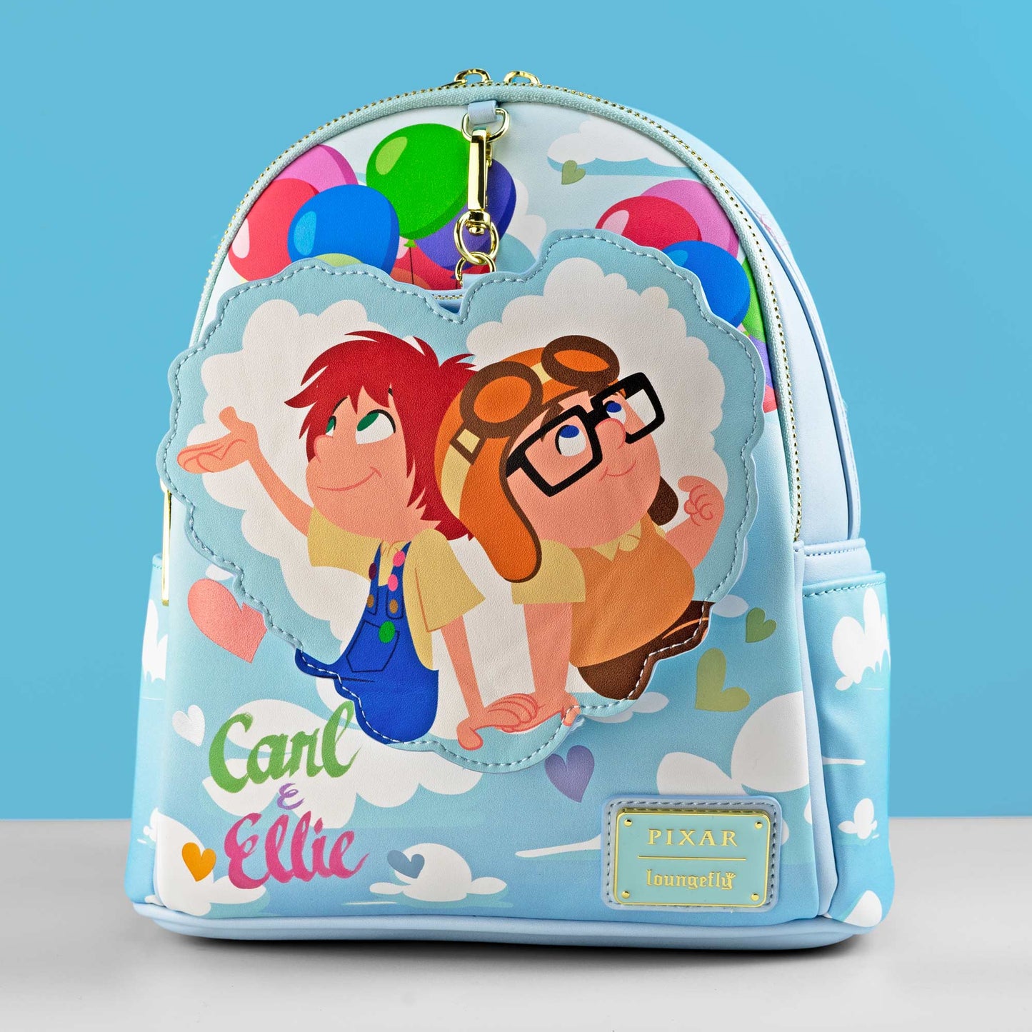 Loungefly x Disney Pixar Up Carl and Ellie Foil Hearts Balloons Mini Backpack With Coin Bag