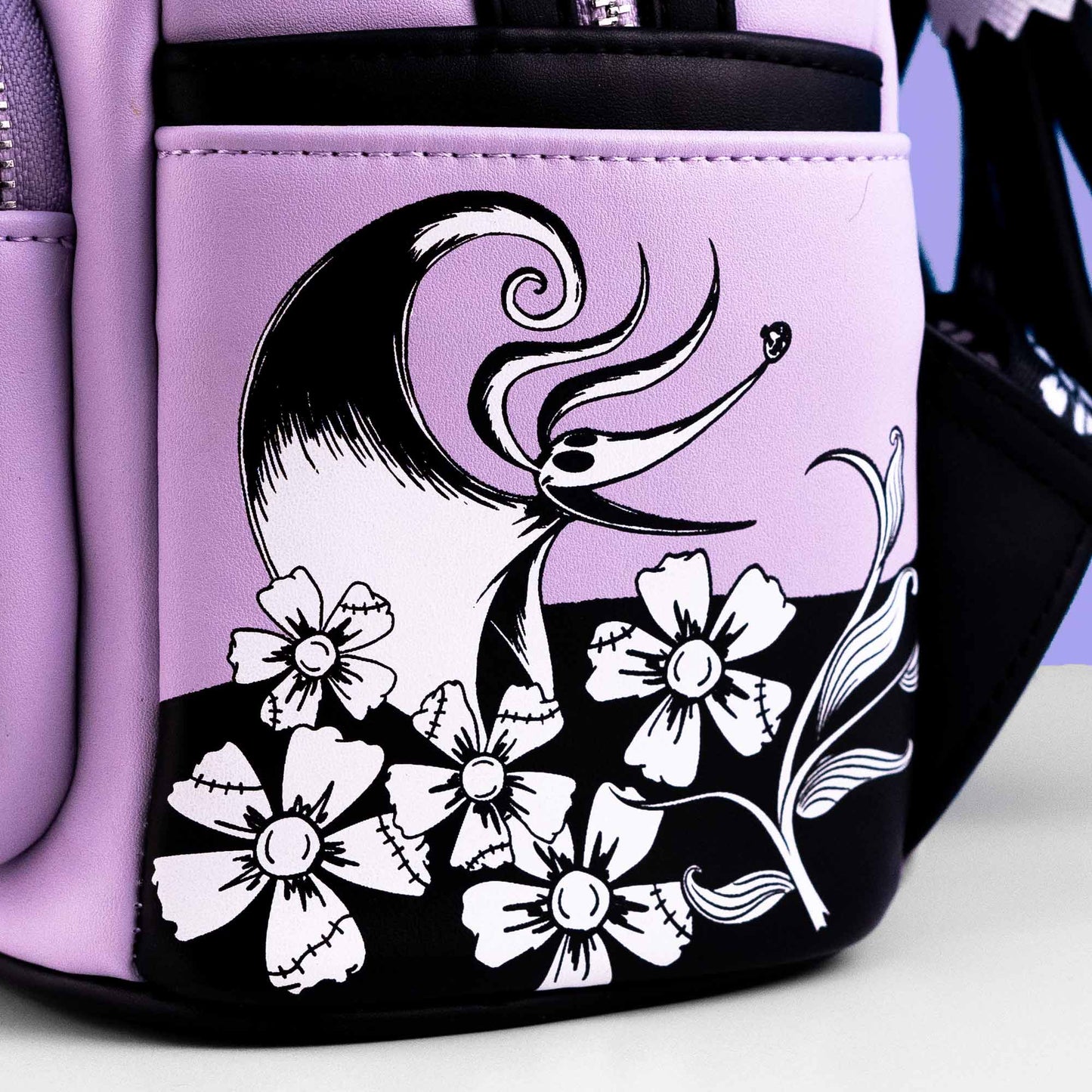 Loungefly x The Nightmare Before Christmas Jack and Sally Lavender Floral Mini Backpack