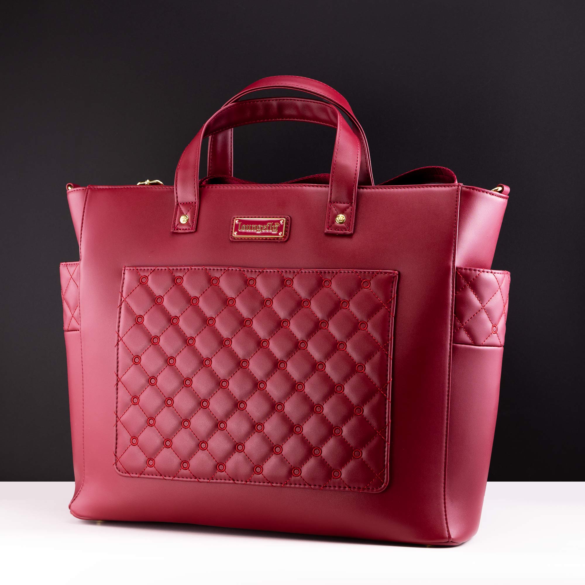 Loungefly Originals Red Quilted Pin Trader Convertible Tote Bag