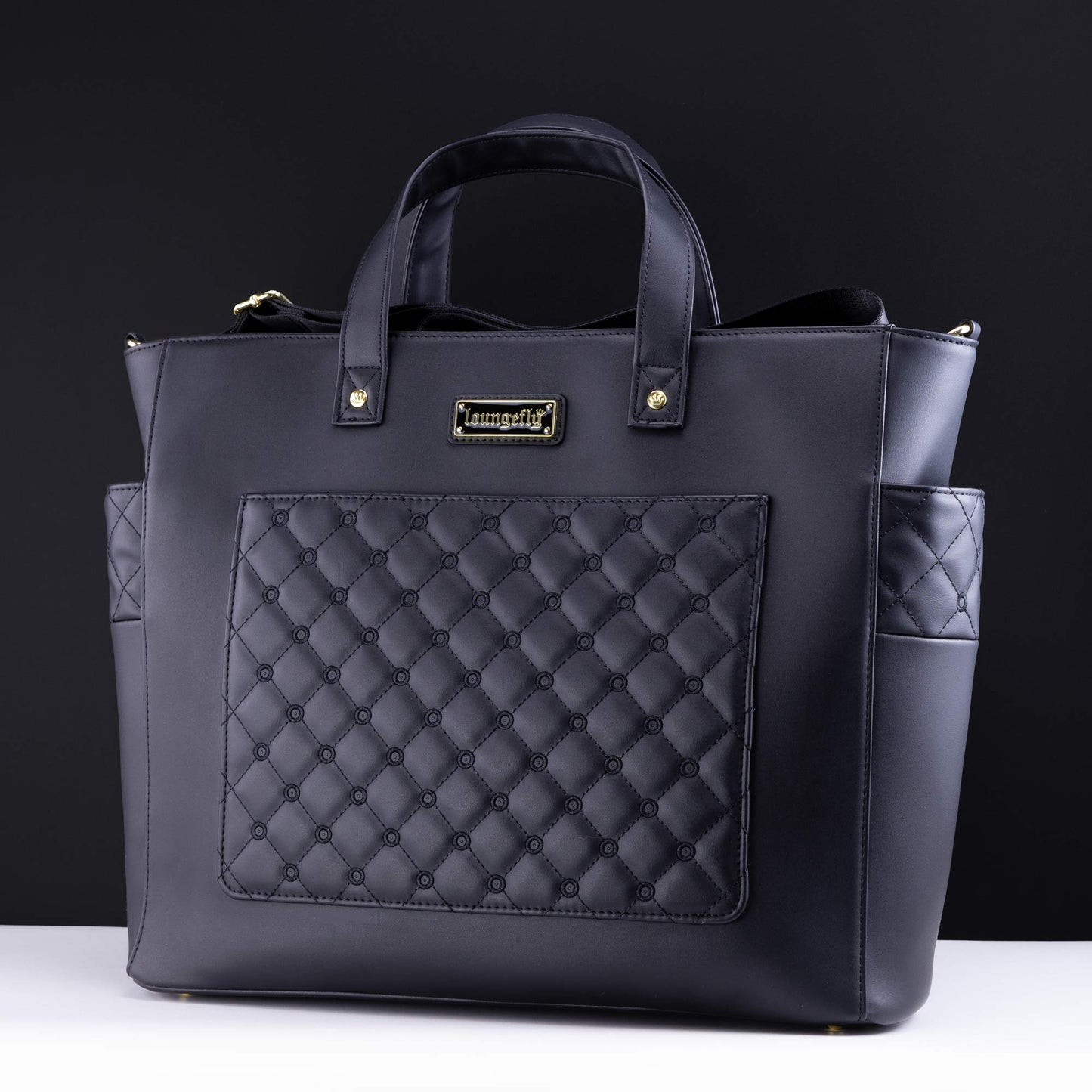 Loungefly Originals Black Quilted Pin Trader Convertible Tote Bag