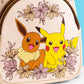 Loungefly x Pokemon Pikachu & Eevee Floral Pokeball Mini Backpack
