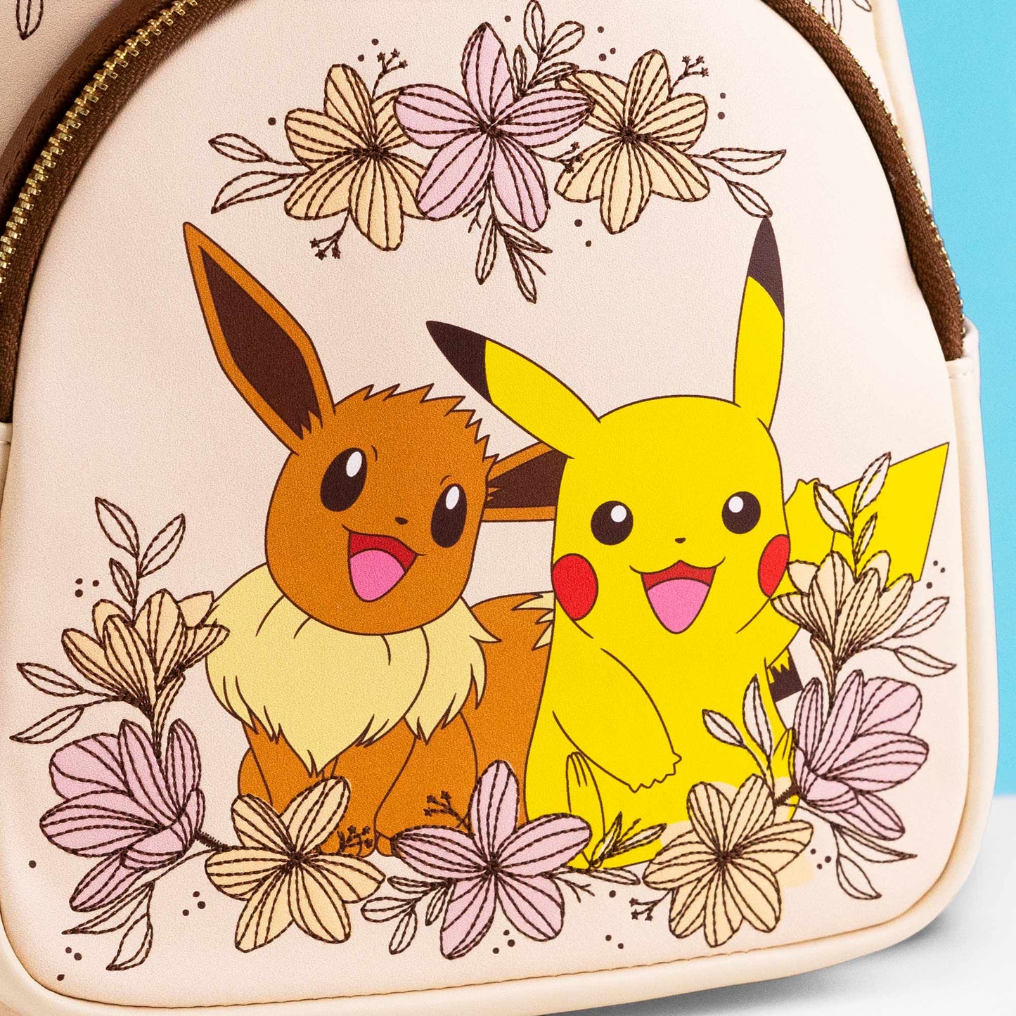Loungefly x Pokemon Pikachu & Eevee Floral Pokeball Mini Backpack