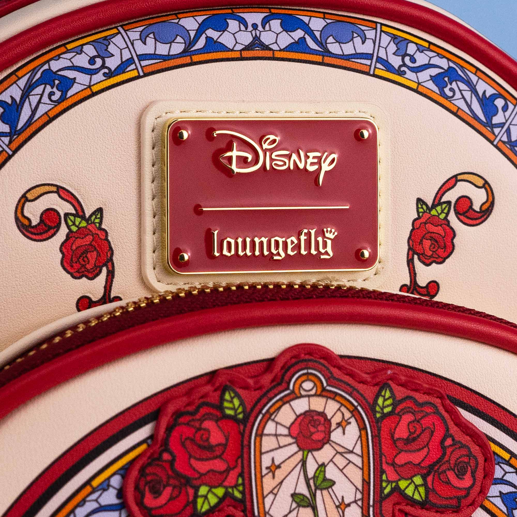 Loungefly x Disney Beauty and the Beast Belle Red Stained Glass Mini Backpack