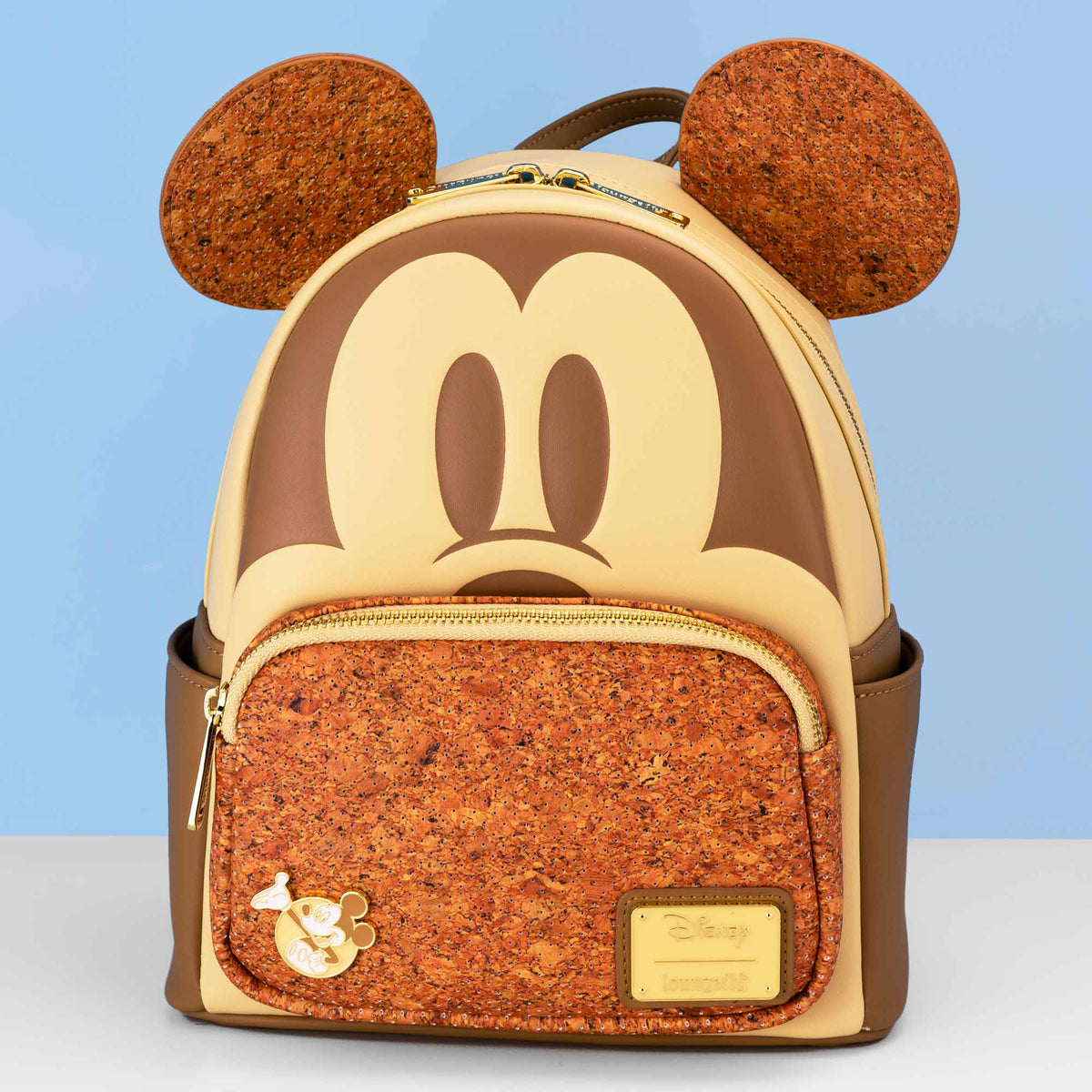 Loungefly x Disney Mickey Mouse Brown Cork Cosplay Pin Trader Mini Backpack