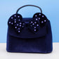 Loungefly x Disney Minnie Cosplay Navy Velvet with Pearls Handbag