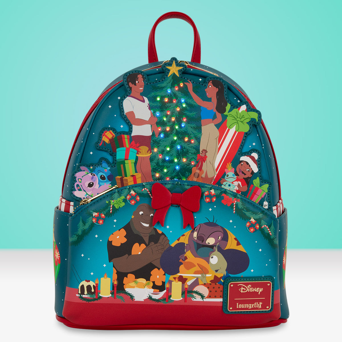Loungefly x Disney Lilo & Stitch Holiday Celebration Mini Backpack