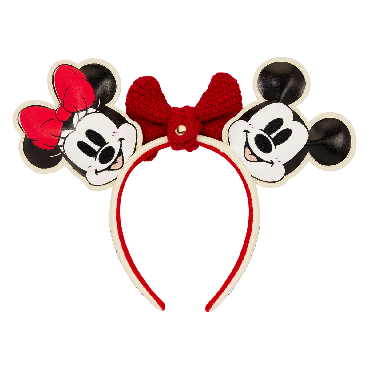 Loungefly x Disney Mickey & Minnie Knit Bow Holiday Ear Headband
