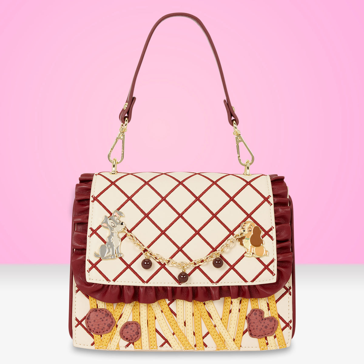 Loungefly x Disney Lady & the Tramp Spaghetti Dinner Charm Crossbody Bag
