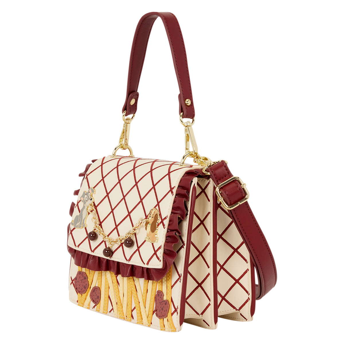 Loungefly x Disney Lady & the Tramp Spaghetti Dinner Charm Crossbody Bag