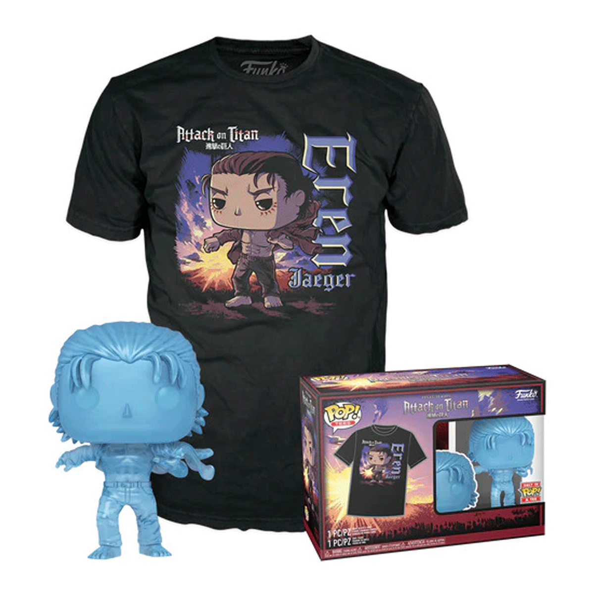 Attack On Titan Eren Jaegar (with Marks) Pop! Vinyl and Tee Set - GeekCore