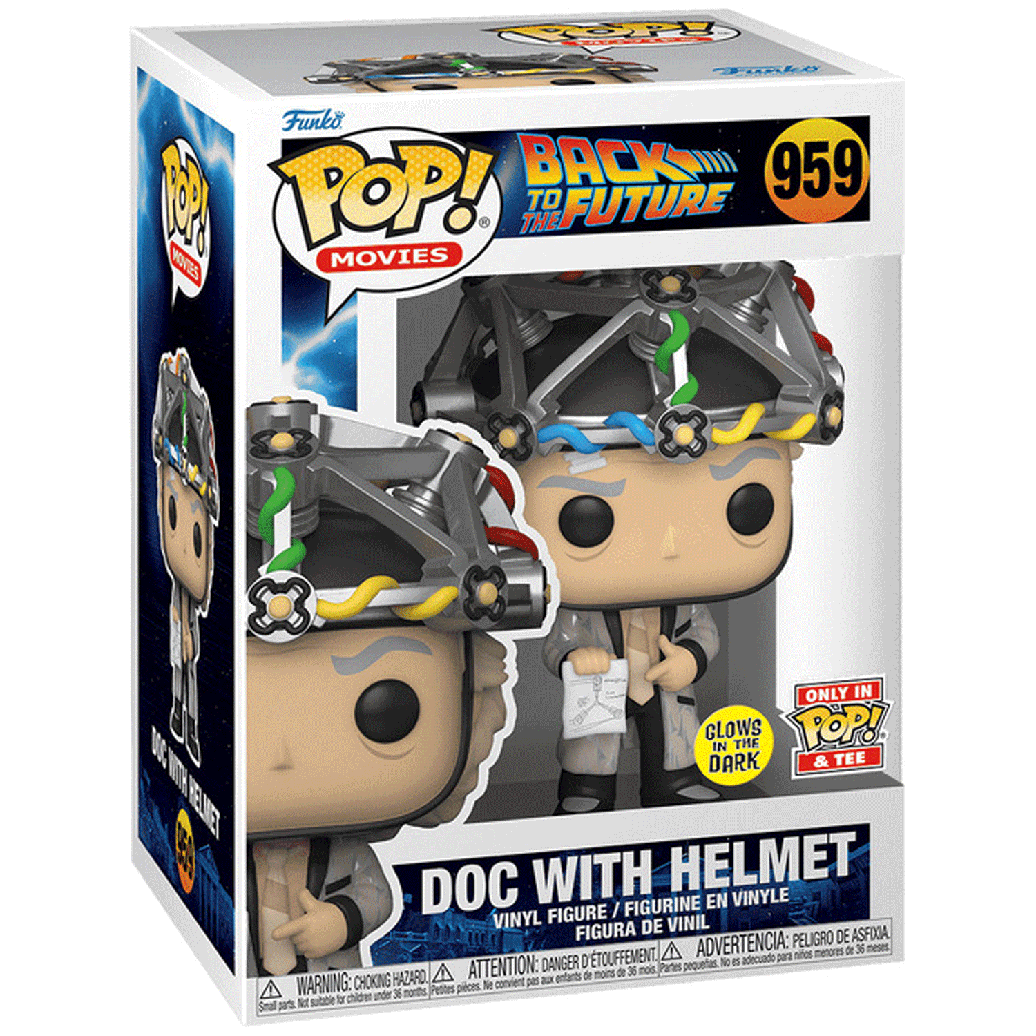 Back To The Future Doc Brown with Helmet Pop! Vinyl and Tee Set - GeekCore