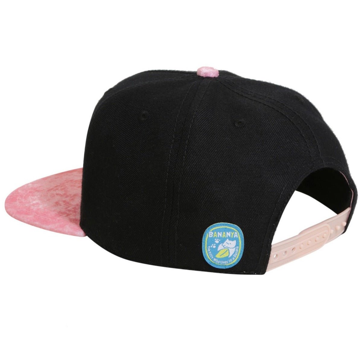 Bananya Pink and Black Plush Snapback - GeekCore