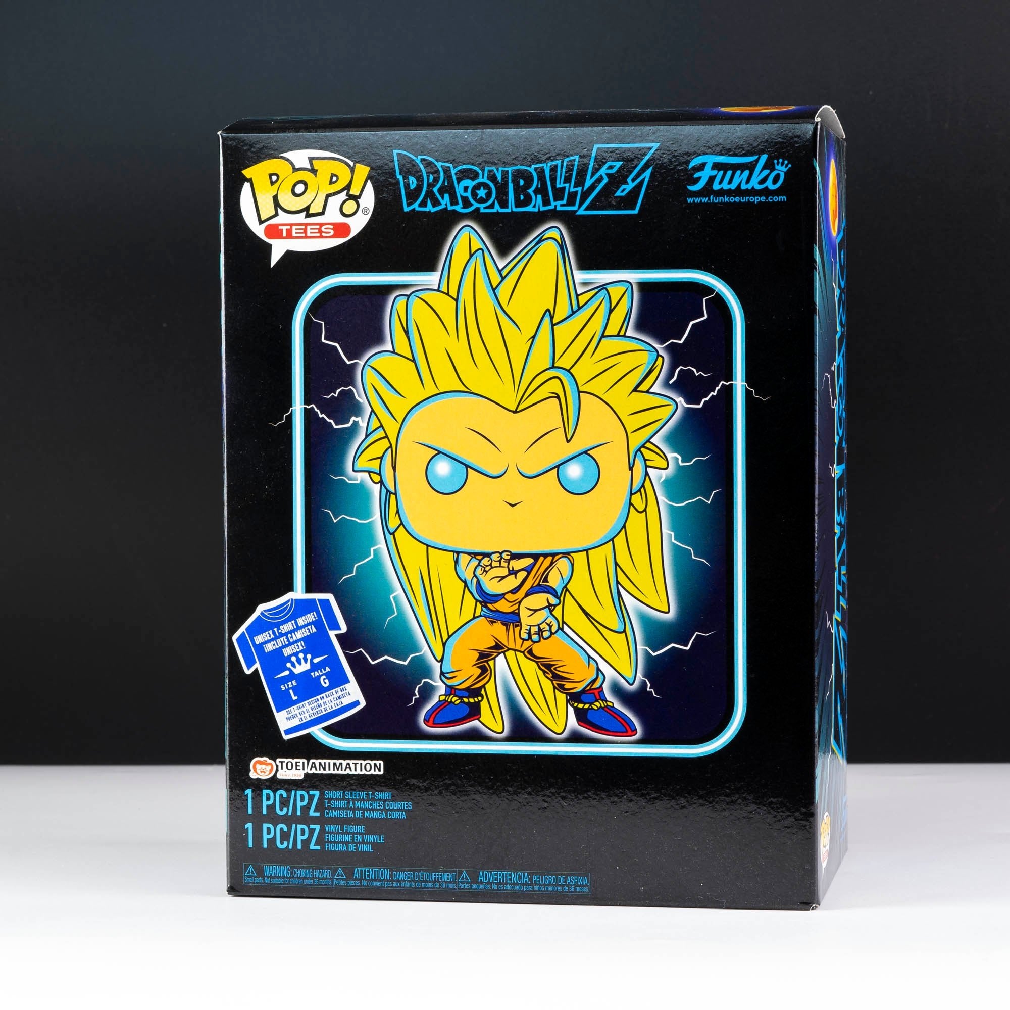 DBZ Goku SS3 (Glow in the Dark) Pop! Vinyl and Tee Set - GeekCore