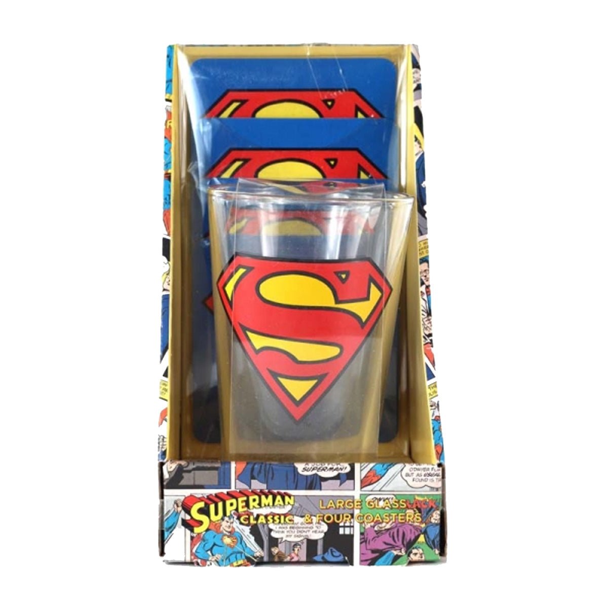 DC Comics Superman Glass & Coaster Set - GeekCore