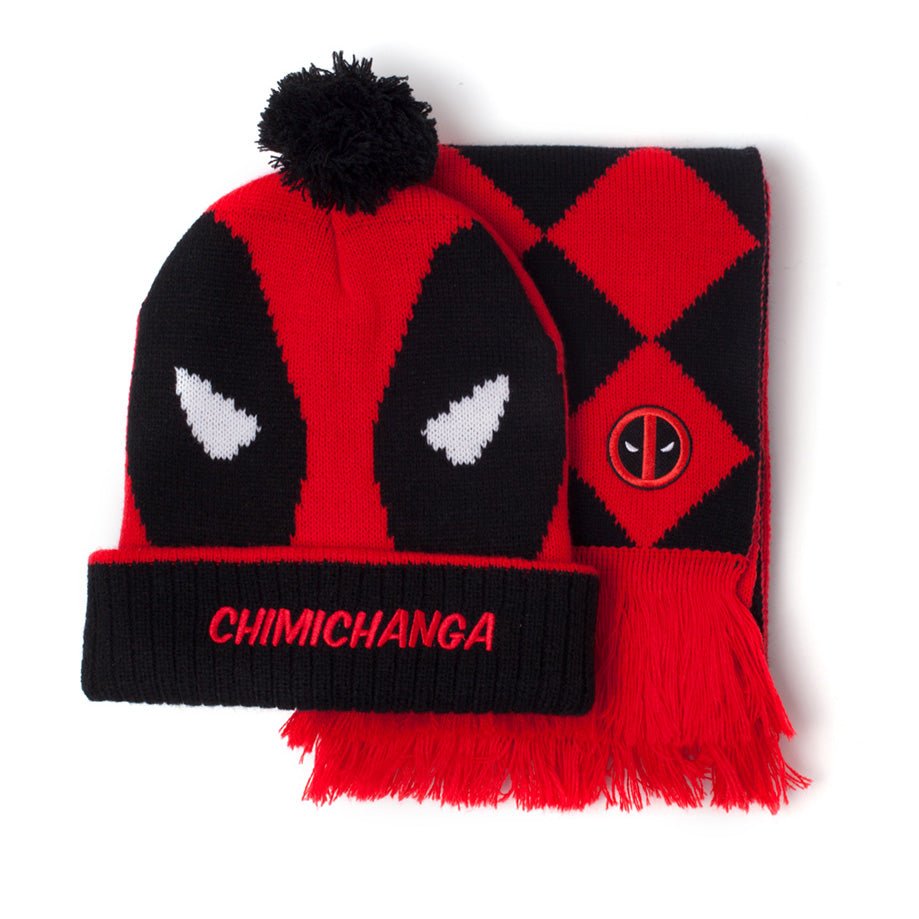 Deadpool Bobble Hat and Scarf Set - GeekCore