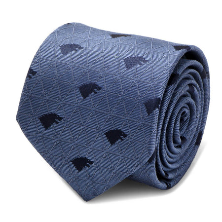 Game of Thrones House Stark Sigil & Sword Blue Silk Tie - GeekCore