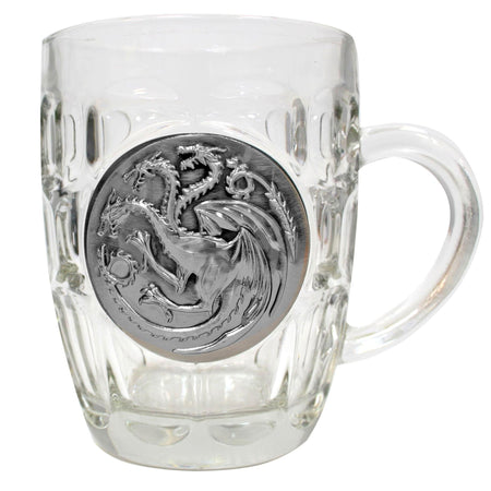 Game of Thrones House Targaryen Glass Tankard with Metal Sigil - GeekCore