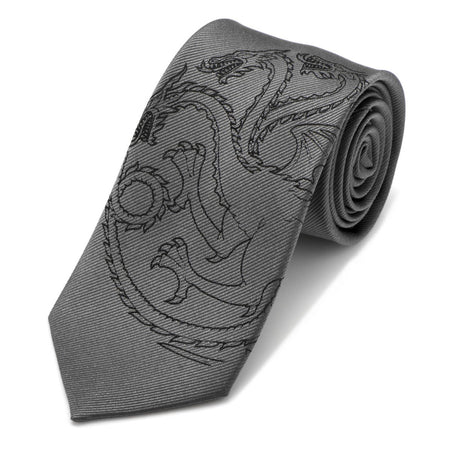 Game of Thrones House Targaryen Grey Silk Tie - GeekCore