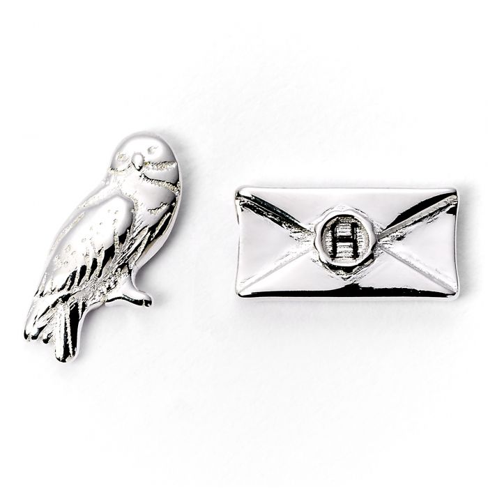 Harry Potter Hedwig and Letter Silver Plated Stud Earrings - GeekCore