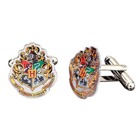 Harry Potter Hogwarts Crest Silver Plated Cufflinks - GeekCore