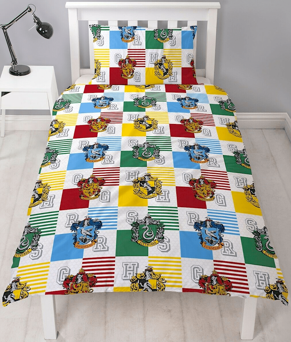 Harry Potter House Crest Reversible Single Duvet Cover Bedding Set - GeekCore