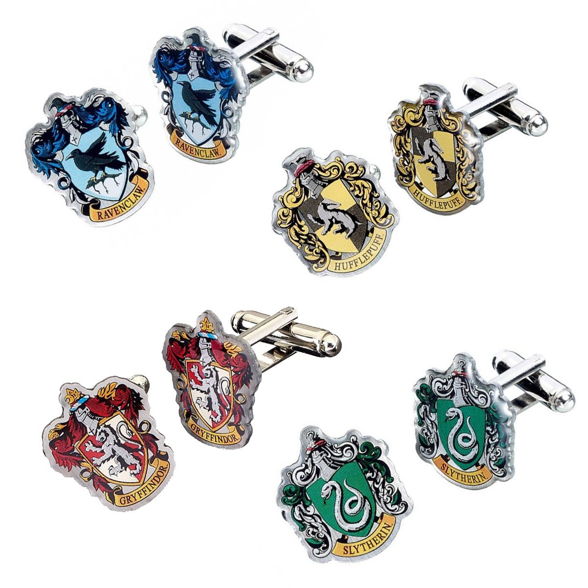 Harry Potter House Crest Silver Plated Cufflinks - GeekCore