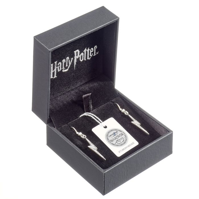Harry Potter Lightning Bolt Sterling Silver Earrings with Swarovski Crystals - GeekCore