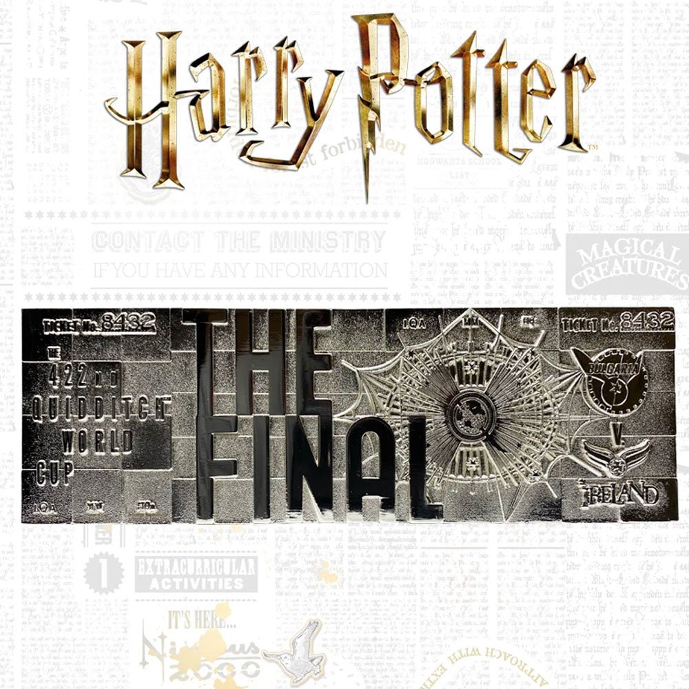 Harry Potter Quidditch World Cup Final Silver Plated Limited Edition Ticket - GeekCore