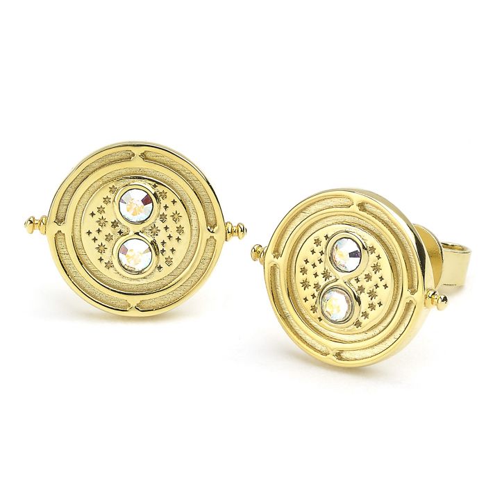 Harry Potter Time Turner Sterling Silver - Gold Plated Stud Earrings - GeekCore