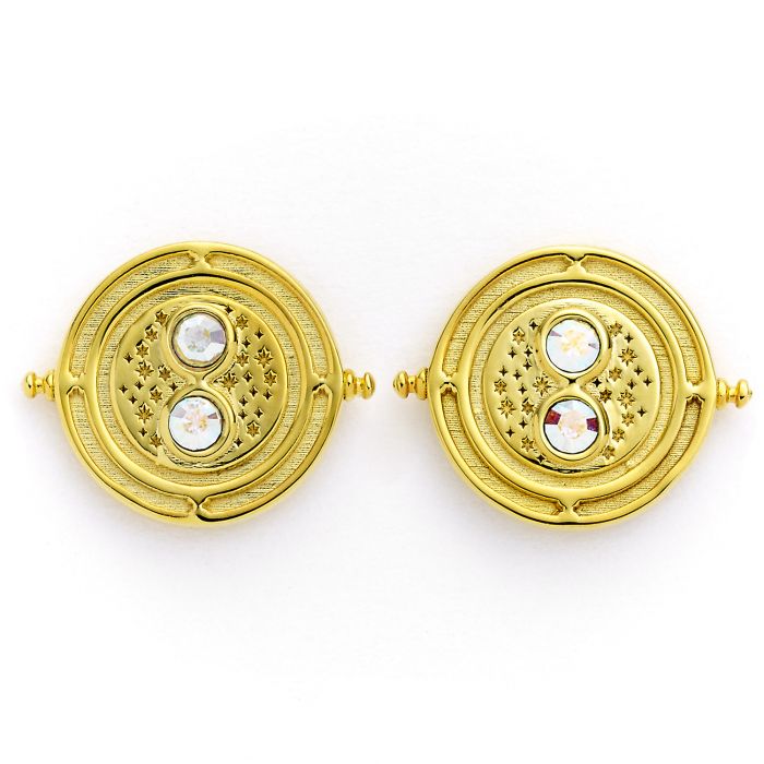 Harry Potter Time Turner Sterling Silver - Gold Plated Stud Earrings - GeekCore