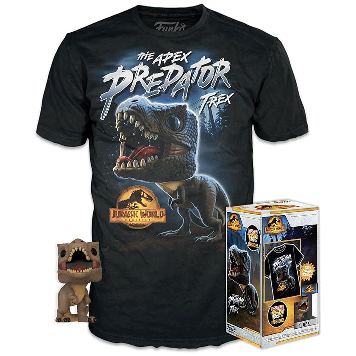 Jurassic World Arcadia T - Rex Pocket Pop! Vinyl and Tee Set for Kids - GeekCore
