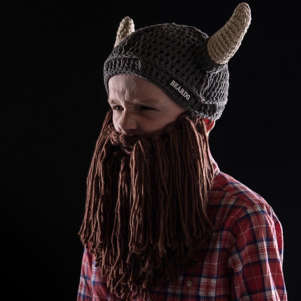 Kids Viking Horn Bearded Hat - GeekCore
