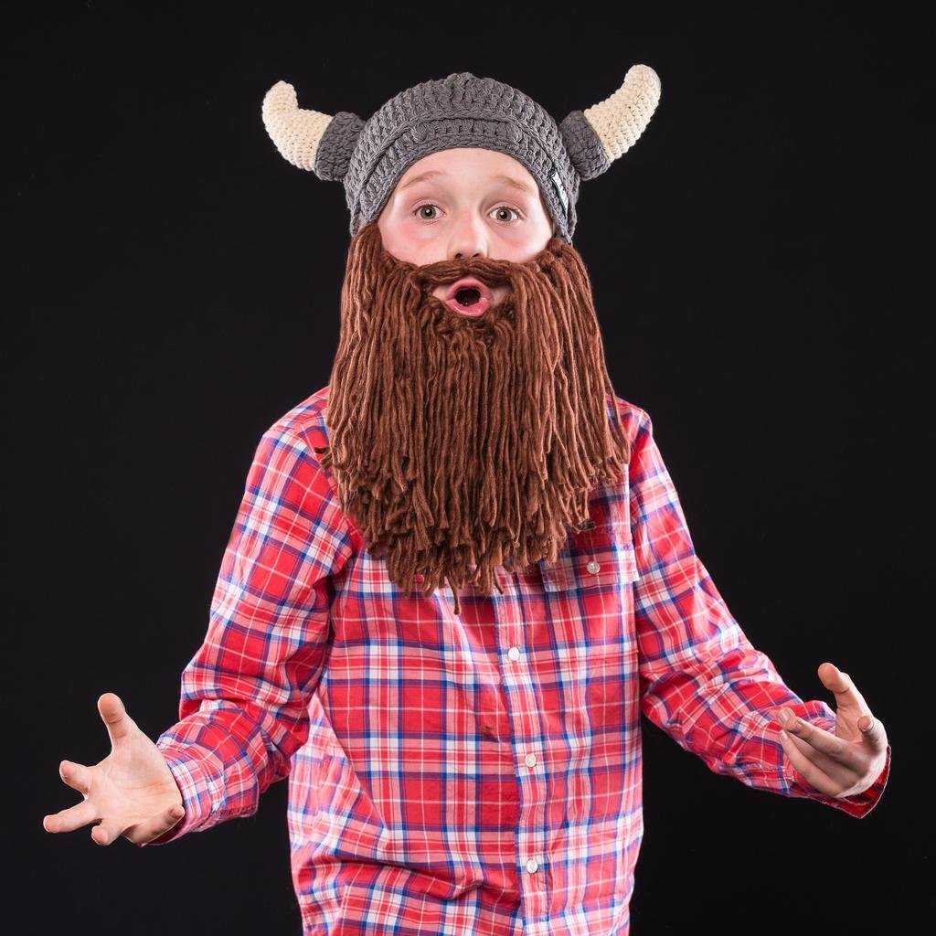 Kids Viking Horn Bearded Hat - GeekCore