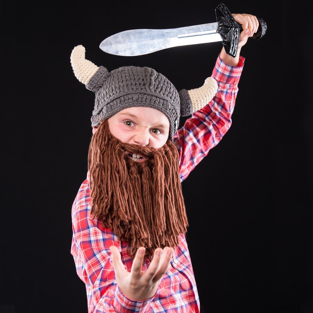 Kids Viking Horn Bearded Hat - GeekCore
