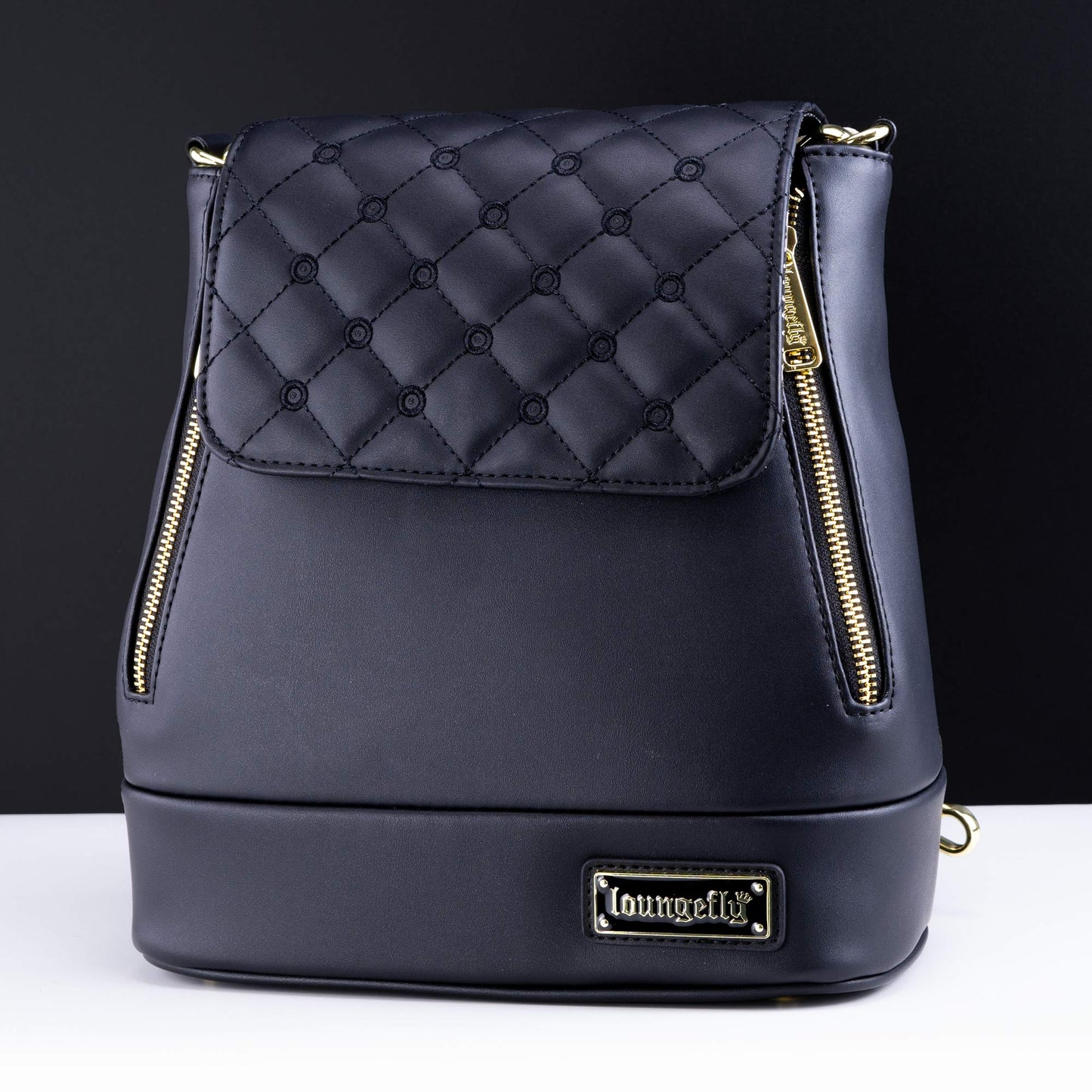 Loungefly Original Black Quilted Pin Trader Convertible Mini Backpack & Crossbody Bag - GeekCore