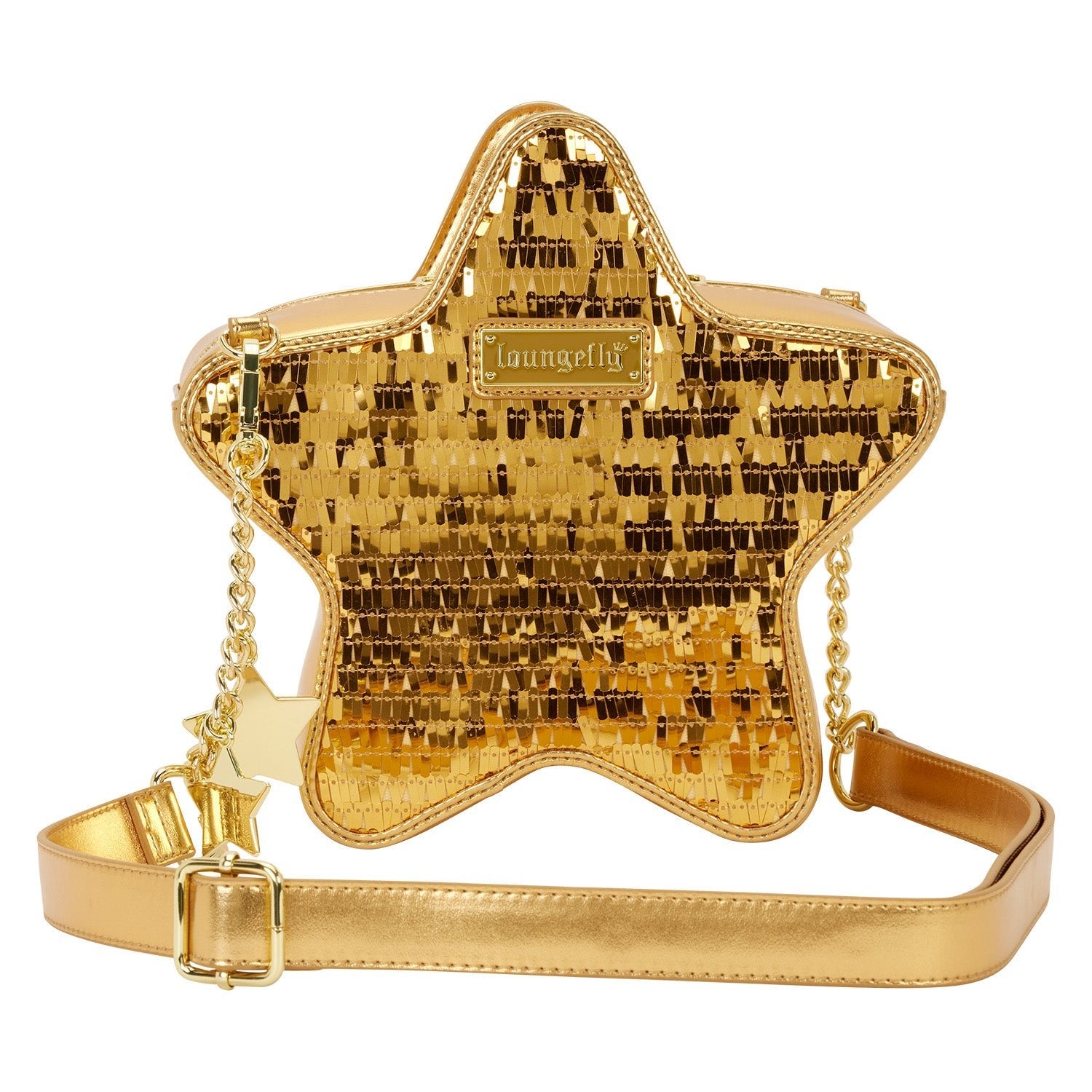 Loungefly Originals Figural Gold Stars Sequin Crossbody Bag - GeekCore