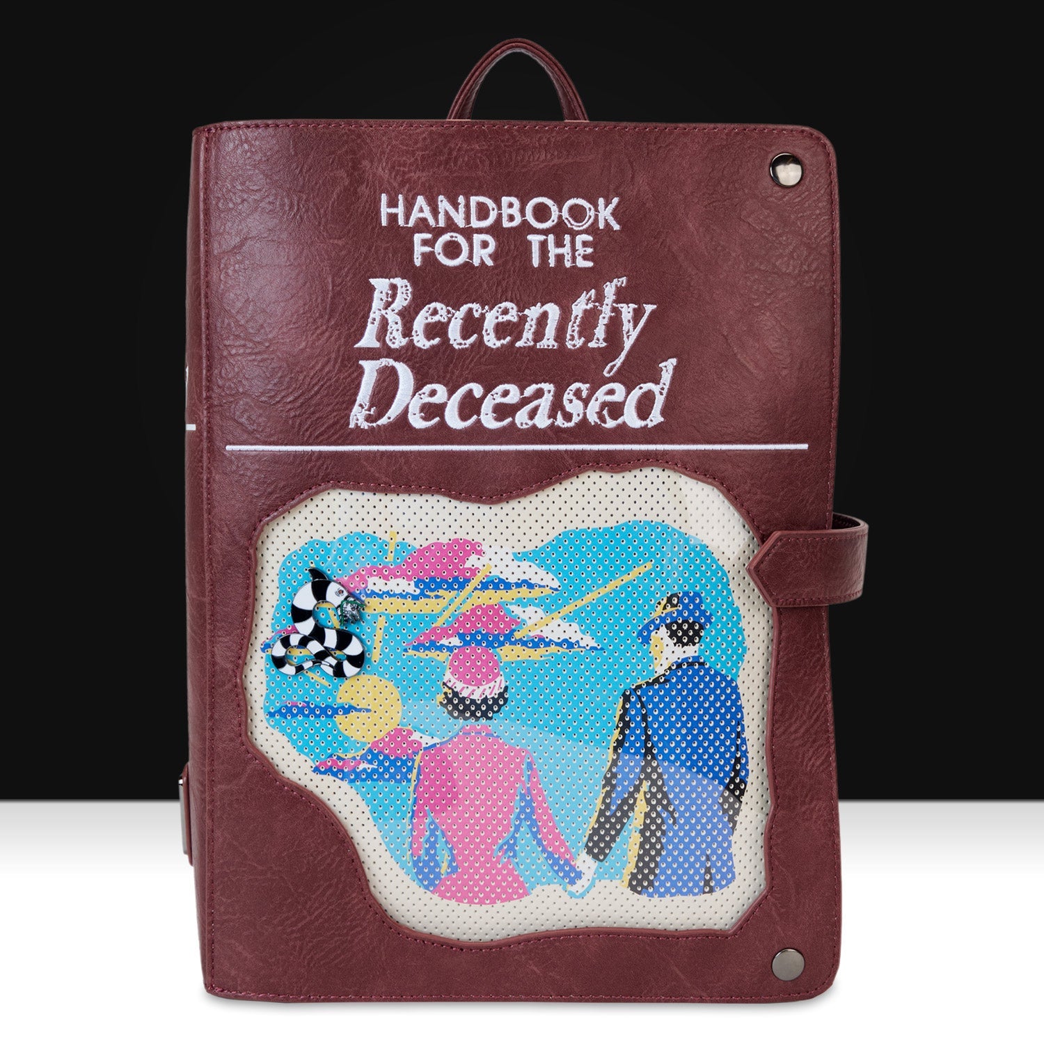 Loungefly x Beetlejuice Handbook For The Recently Deceased Pin Trader Backpack - GeekCore