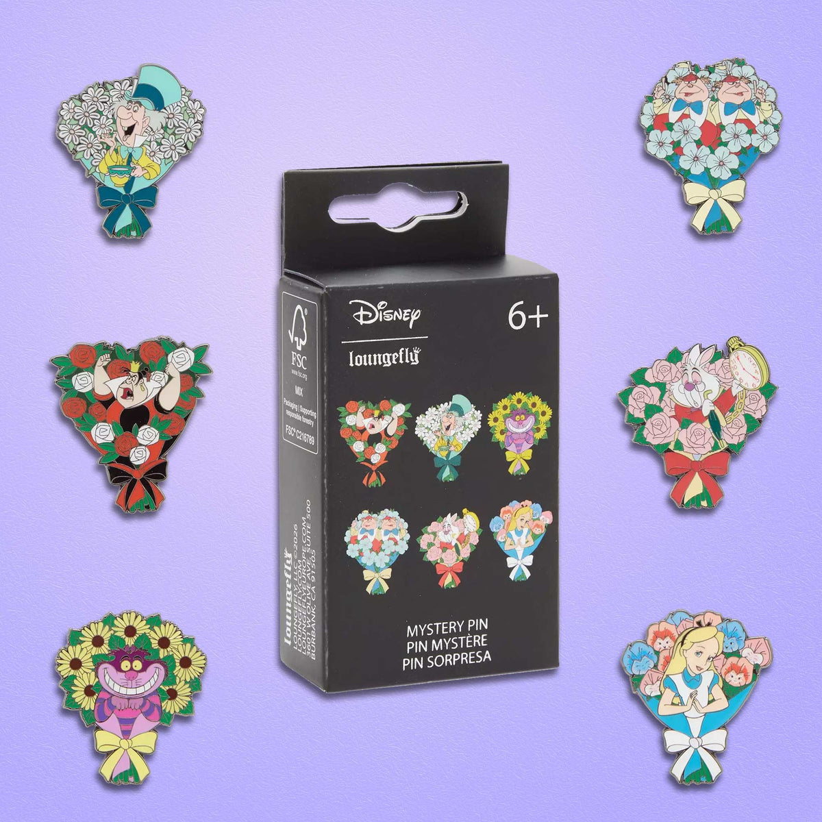 Loungefly x Disney Alice in Wonderland Character Bouquet Blind Box Mystery Pin - GeekCore