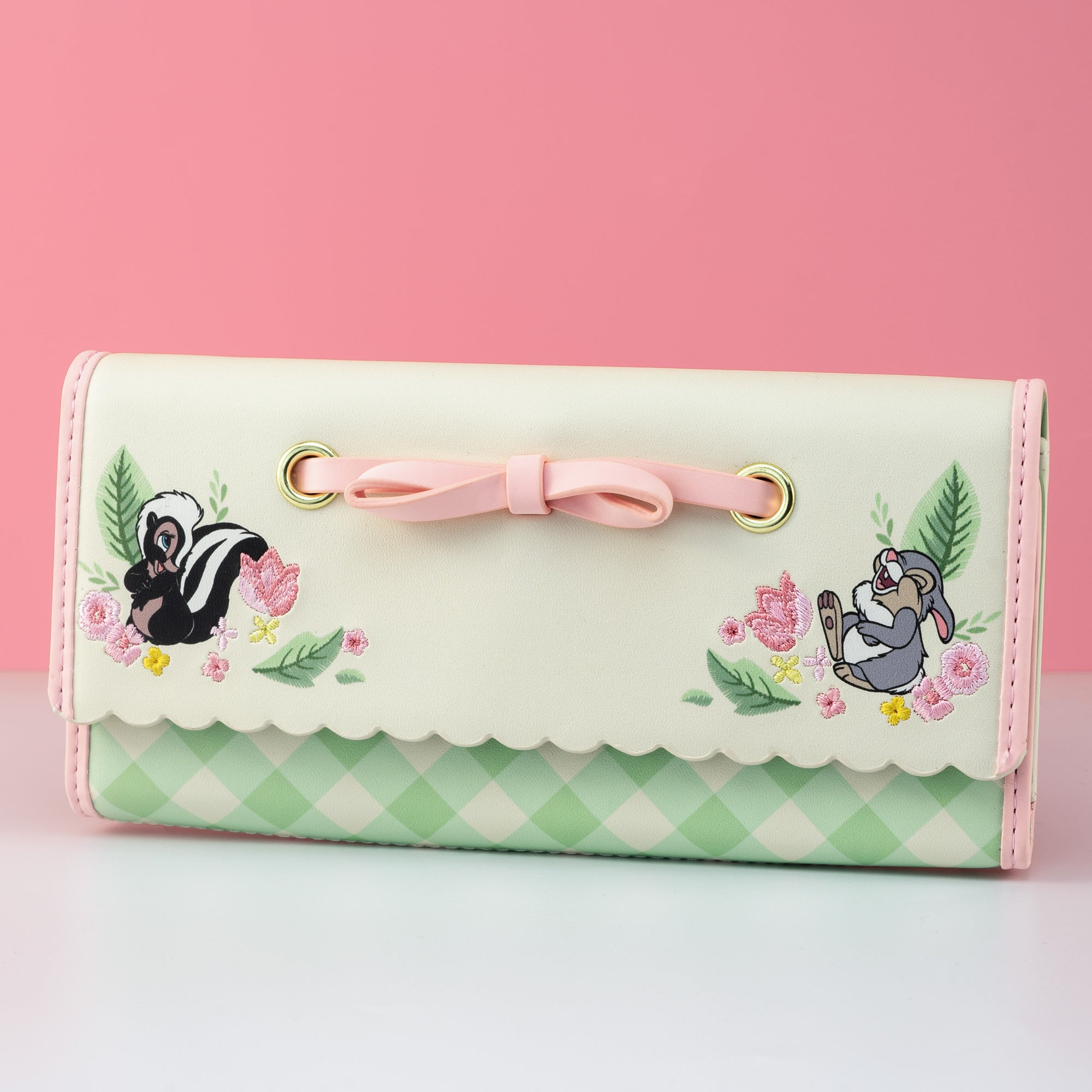 Loungefly x Disney Bambi Spring Time Gingham Tri - fold Purse - GeekCore