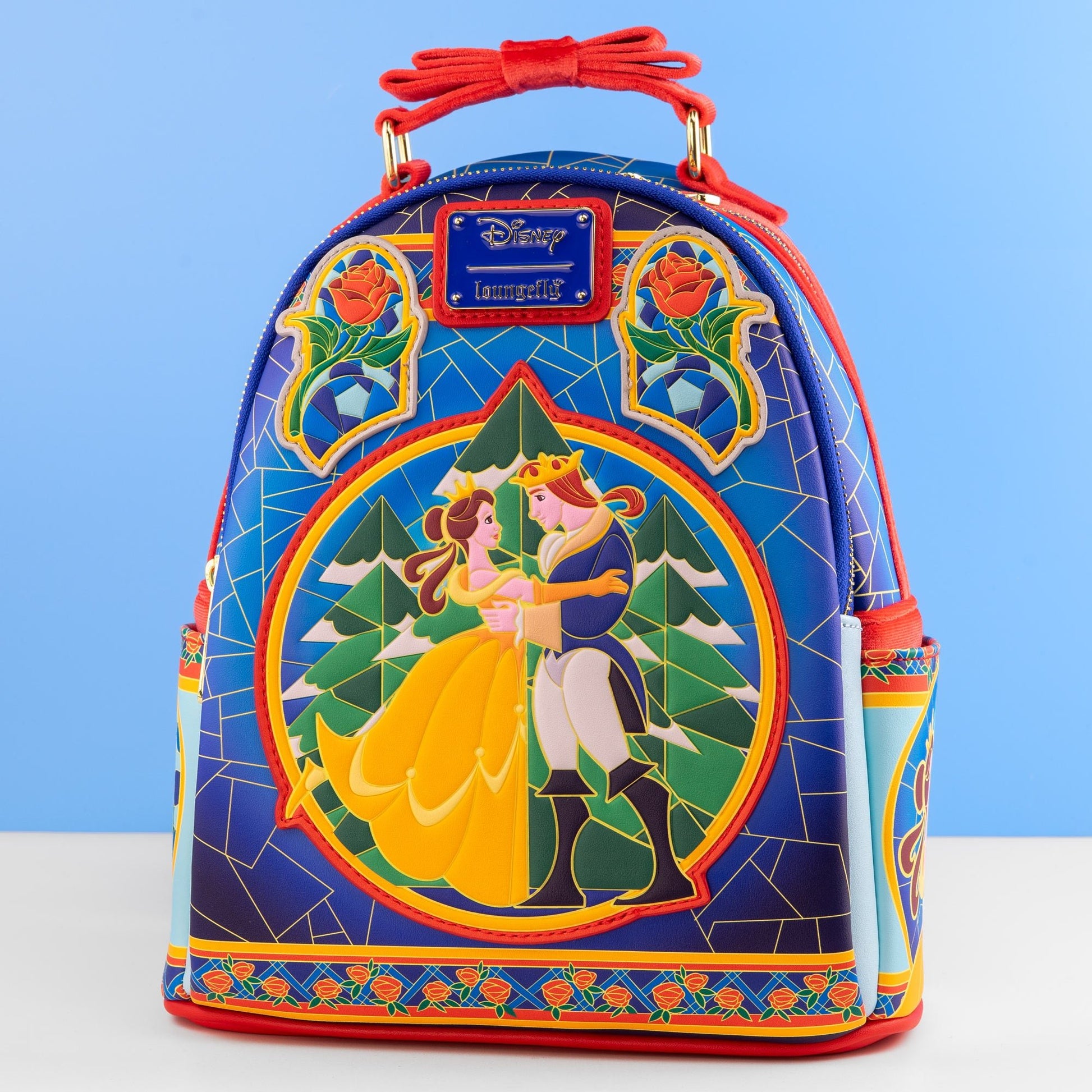 Loungefly x Disney Beauty and the Beast Stained Glass Roses Mini Backpack - GeekCore