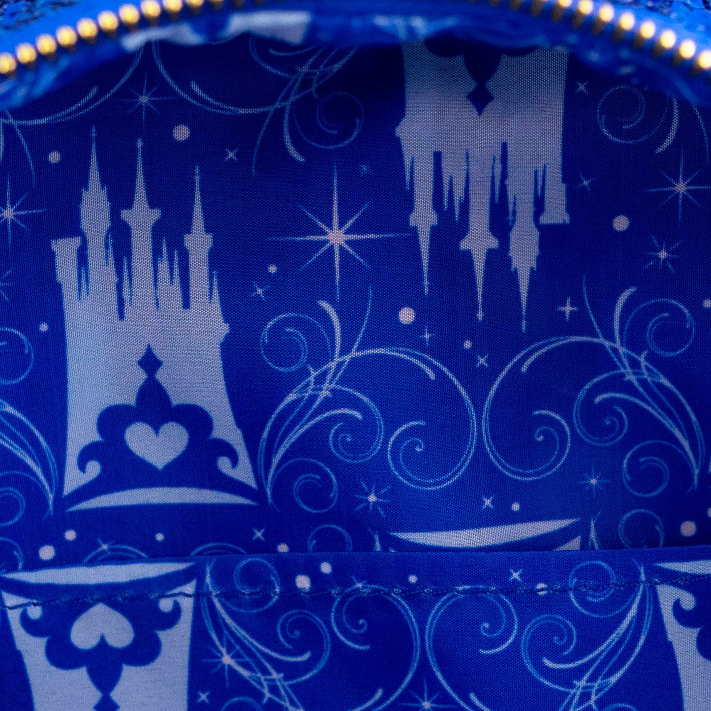 Loungefly x Disney Cinderella Castle Snow Globe Royal Blue Sequin Mini Backpack - GeekCore