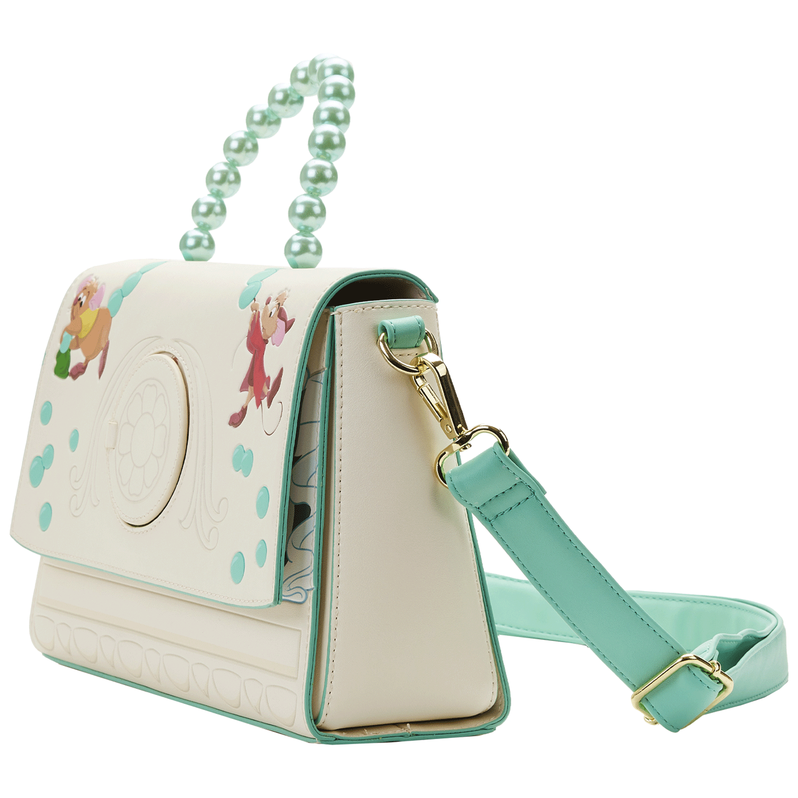 Loungefly x Disney Cinderella Gus and Jaq Bead Handle Crossbody Bag - GeekCore