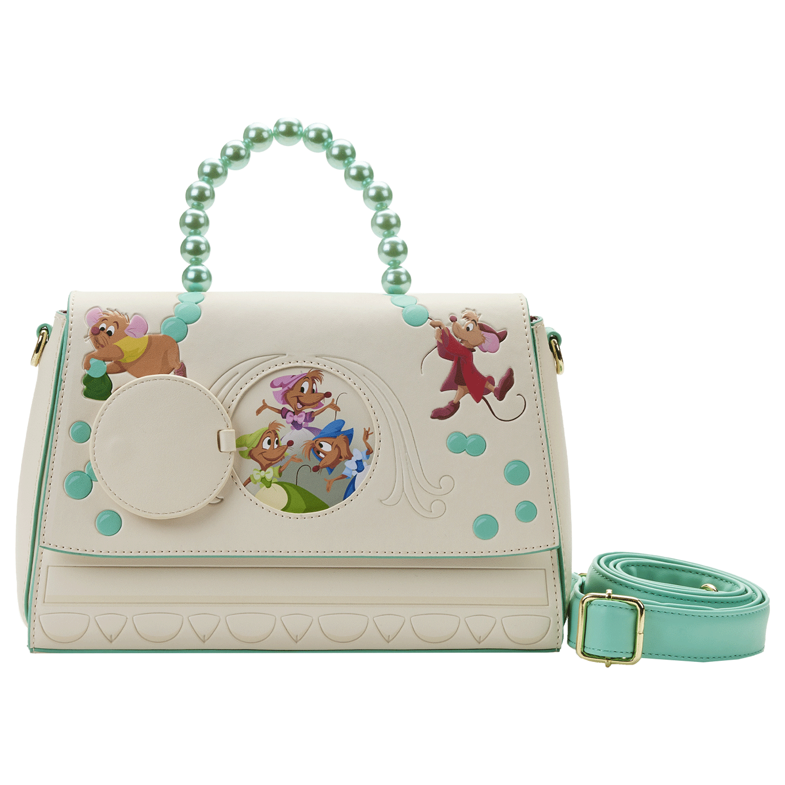 Loungefly x Disney Cinderella Gus and Jaq Bead Handle Crossbody Bag - GeekCore